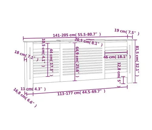 Radiatora Pārsegs, Pelēks Mdf, 205 Cm Vidaxl