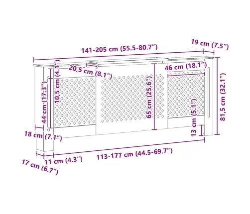 Radiatoriaus Uždangalas, Baltos Spalvos, 205cm Mdf