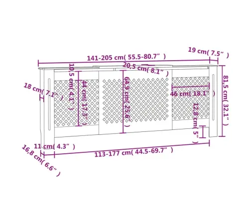 Radiatora Pārsegs, Melns Mdf, 205 Cm Vidaxl