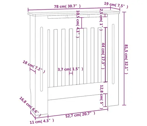 Radiatora Pārsegs, Balts Mdf, 78 Cm Vidaxl