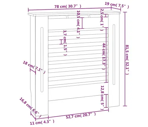 Mdf Radiaatorikate, Must, 78 Cm