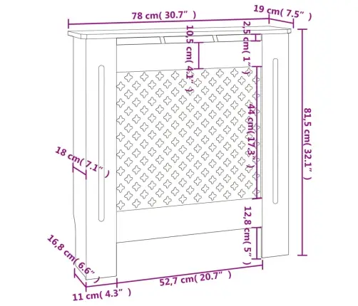 Radiatoriaus Uždangalas, Baltos Spalvos, 78cm Mdf