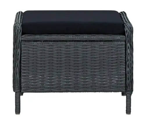 Atgāžams Dārza Krēsls Ar Kāju Soliņu, Pelēka Pe Rotangpalma Vidaxl