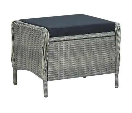 Atgāžams Dārza Krēsls Ar Kāju Soliņu, Pelēka Pe Rotangpalma Vidaxl