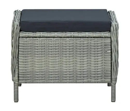 Atgāžams Dārza Krēsls Ar Kāju Soliņu, Pelēka Pe Rotangpalma Vidaxl