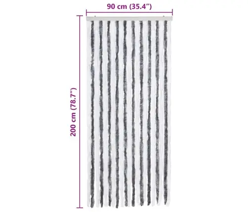Kukaiņu Aizkars, Pelēks Un Balts, 90X200 Cm, Šenils Vidaxl