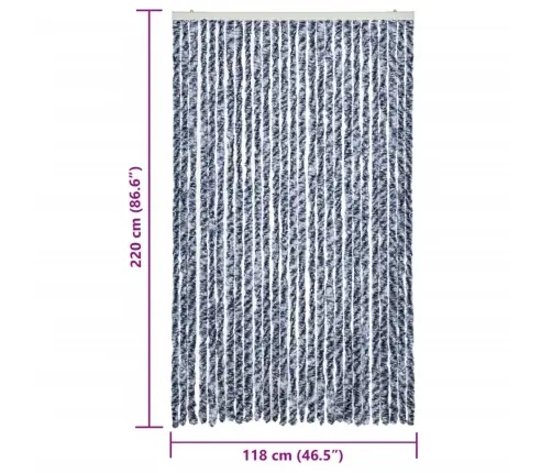 Kukaiņu Aizkars, Zils Un Balts, 118X220 Cm, Šenils Vidaxl