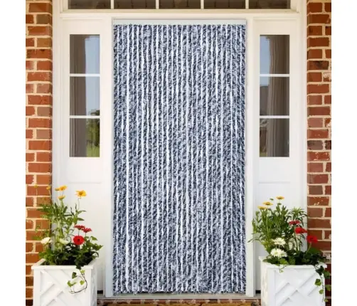 Kukaiņu Aizkars, Zils Un Balts, 118X220 Cm, Šenils Vidaxl