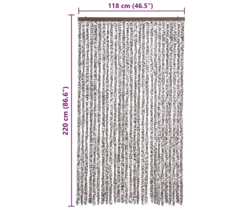 Kukaiņu Aizkars, 118X220 Cm, Brūns Un Bēšs Šenils Vidaxl