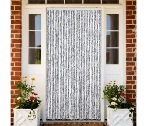 Kukaiņu Aizkars, Balts Un Pelēks, 90X200 Cm, Šenils Vidaxl