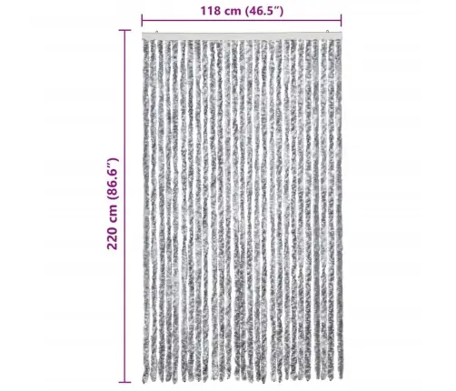 Kukaiņu Aizkars, Balts Un Pelēks, 118X220 Cm, Šenils Vidaxl