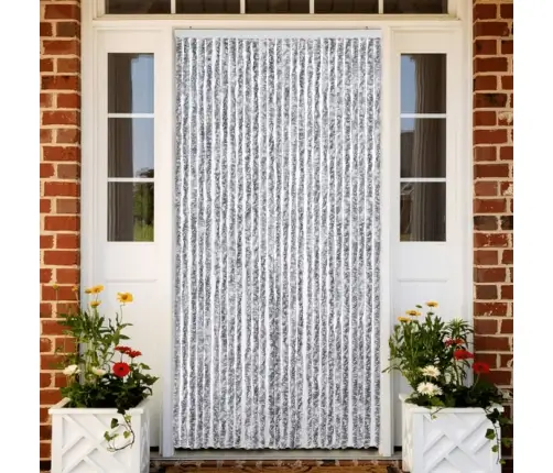 Kukaiņu Aizkars, Balts Un Pelēks, 118X220 Cm, Šenils Vidaxl