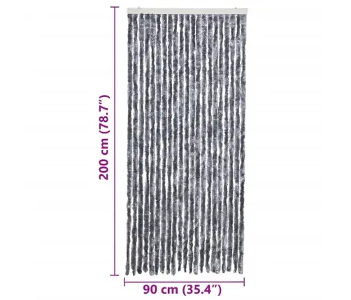 Kukaiņu Aizkars, Sudraba Krāsa, 90X200 Cm, Šenils Vidaxl