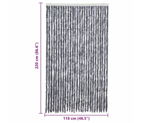 Kukaiņu Aizkars, Sudraba Krāsa, 118X220 Cm, Šenils Vidaxl