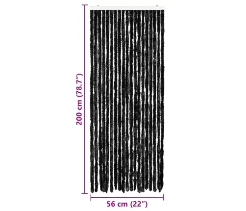 Kukaiņu Aizkars, Antracītpelēks, 56X200 Cm, Šenils Vidaxl