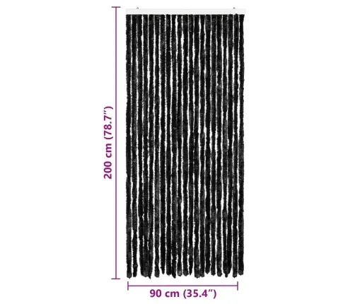 Kukaiņu Aizkars, Pelēks, 90X200 Cm, Šenils Vidaxl