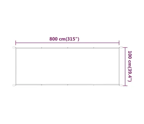 Vertikaalne Varikatus, Heleroheline 100X800 cm Oxfordi Kangas