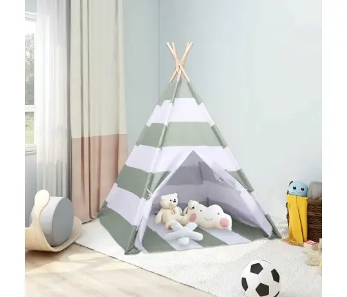 Bērnu Telts Svītrains Raksts Pelēka Un Balta 120 X 120 X 150 Cm Vidaxl