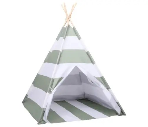 Bērnu Telts Svītrains Raksts Pelēka Un Balta 120 X 120 X 150 Cm Vidaxl