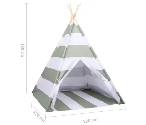 Bērnu Telts Svītrains Raksts Pelēka Un Balta 120 X 120 X 150 Cm Vidaxl