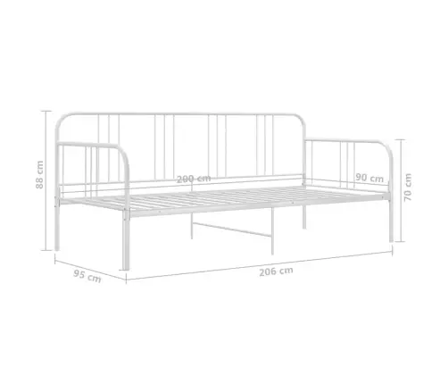 Sofos-Lovos Rėmas, Baltos Spalvos, 90X200cm Metalas