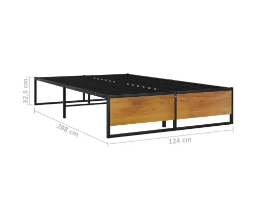 Voodiraam, Must, Metall, 120 X 200 Cm