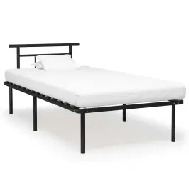 Voodiraam, Must, Metall, 100 X 200 Cm