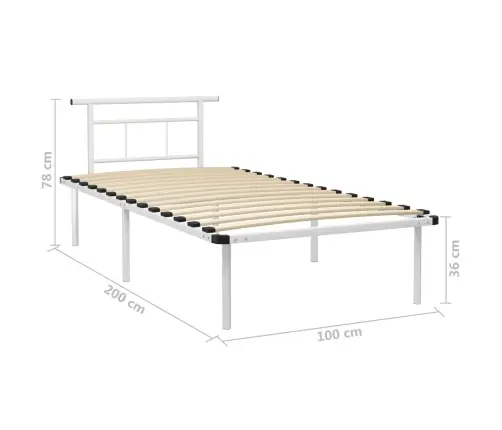 Gultas Rāmis, Balts Metāls, 100X200 Cm Vidaxl