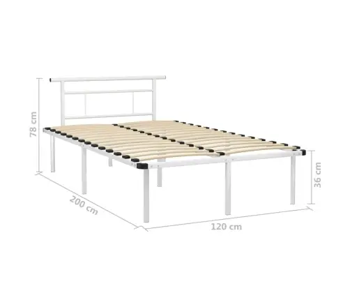 Gultas Rāmis, Balts Metāls, 120X200 Cm Vidaxl