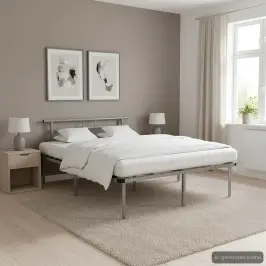 Gultas Rāmis Bez Matrača, Pelēks Metāls, 140X200 Cm Vidaxl