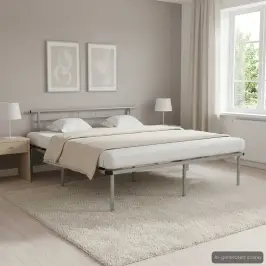 Gultas Rāmis, Pelēks Metāls, 200X200 Cm Vidaxl Gultas Rāmis, Pelēks Metāls, 200X200 Cm Vidaxl