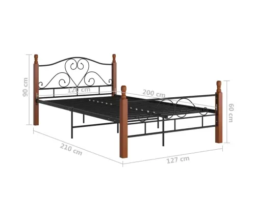 Gultas Rāmis, Melns Metāls, 120X200 Cm Vidaxl