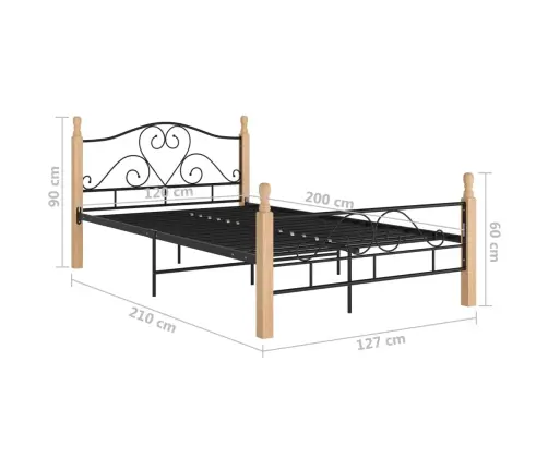 Gultas Rāmis, Melns Metāls, 120X200 Cm Vidaxl