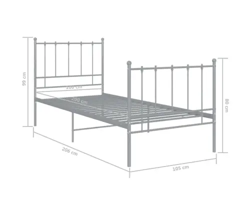 Lovos Rėmas, Pilkos Spalvos, 100X200cm Metalas