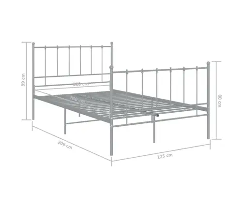 Voodiraam, Hall, Metall, 120 X 200 Cm