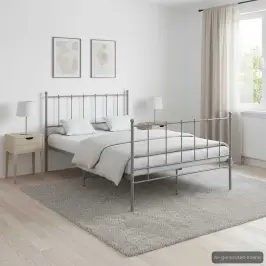 Gultas Rāmis, Pelēks Metāls, 120X200 Cm Vidaxl Gultas Rāmis, Pelēks Metāls, 120X200 Cm Vidaxl