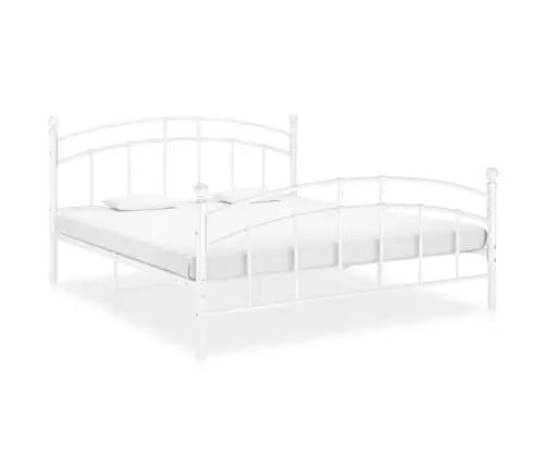 Voodiraam, Valge, Metall, 140 X 200 Cm