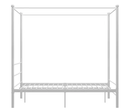 Baldahhiiniga Voodiraam, Valge, Metall, 140 X 200 Cm