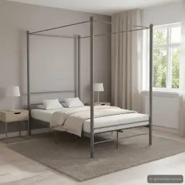 Gultas Rāmis Ar Nojumi, Pelēks, Metāls, 140X200 Cm Vidaxl Gultas Rāmis Ar Nojumi, Pelēks, Metāls, 140X200 Cm Vidaxl