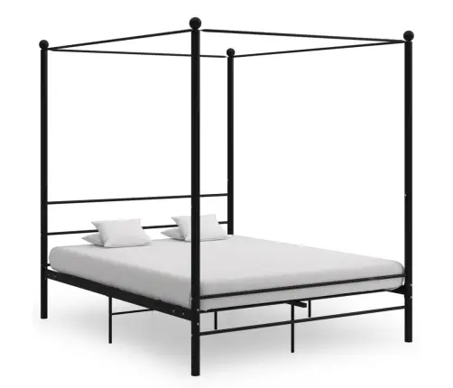 Lovos Rėmas Su Baldakimu, Juodos Spalvos, 160X200cm Metalas