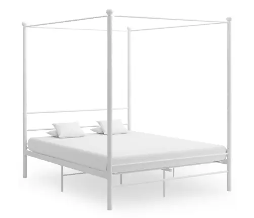 Gultas Rāmis Ar Nojumi, Balts, Metāls, 160X200 Cm  Vidaxl