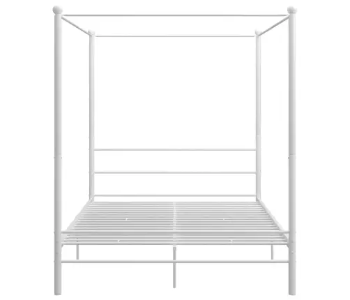 Gultas Rāmis Ar Nojumi, Balts, Metāls, 160X200 Cm  Vidaxl