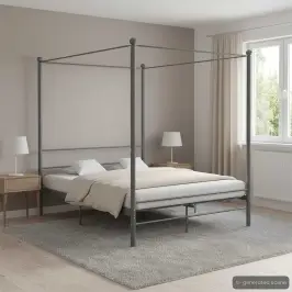 Lovos Rėmas Su Baldakimu, Pilkos Spalvos, 160X200cm Metalas