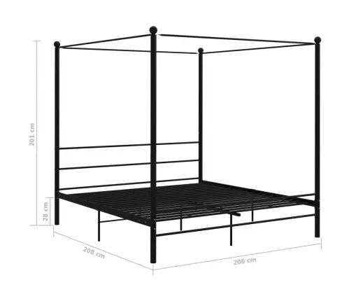 Lovos Rėmas Su Baldakimu, Juodos Spalvos, 200X200cm Metalas
