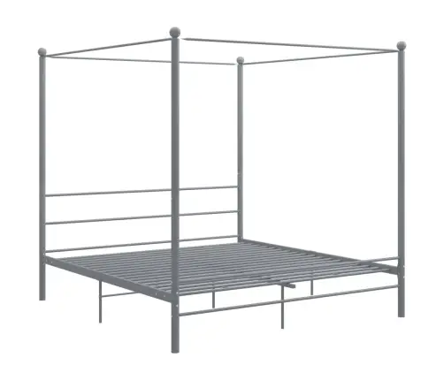 Gultas Rāmis Ar Nojumi, Pelēks, Metāls, 200X200 Cm  Vidaxl