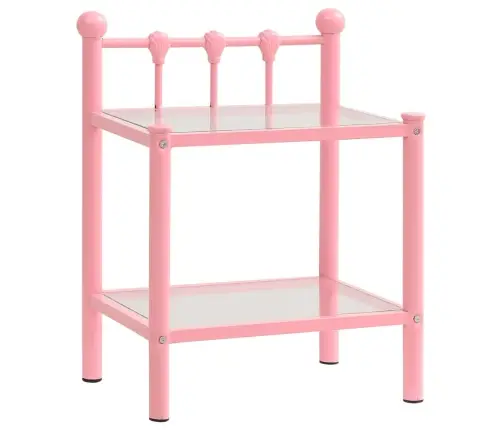 Naktsgaldiņi, 2 Gab., Rozā Metāls, Caurspīdīgs Stikls Vidaxl