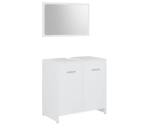 Vonios Kambario Baldų Komplektas, 4 Dalių, Baltas, Mediena