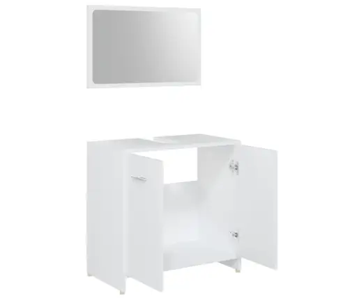 Vonios Kambario Baldų Komplektas, 4 Dalių, Baltas, Mediena