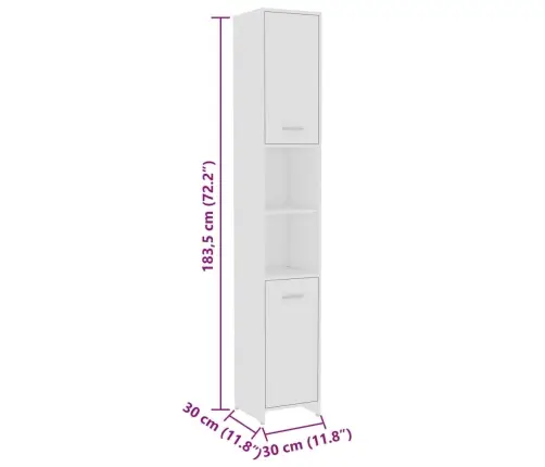 Vonios Kambario Baldų Komplektas, 4 Dalių, Baltas, Mediena