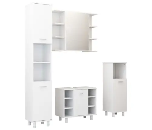 4-Daļīgs Vannasistabas Mēbeļu Komplekts Balts Inženierijas Koks Vidaxl